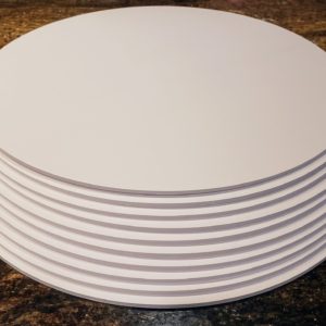 stack of 10 white foam circle boards