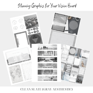 Sleek - Simple - Inspiring. Grey vision board kit.