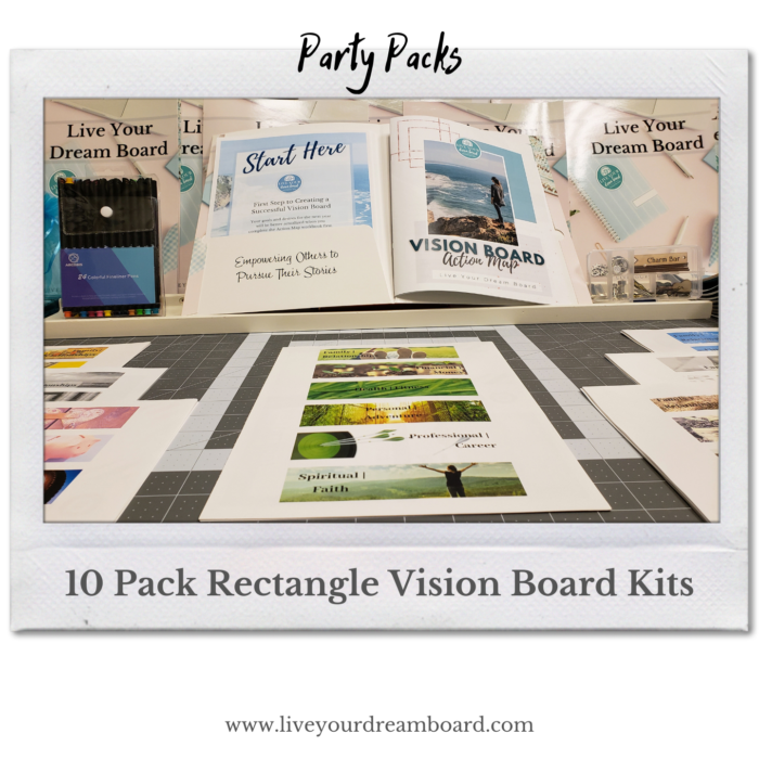 Rectangular Vision Board Kit Graphics and Goal Setting Worksheets