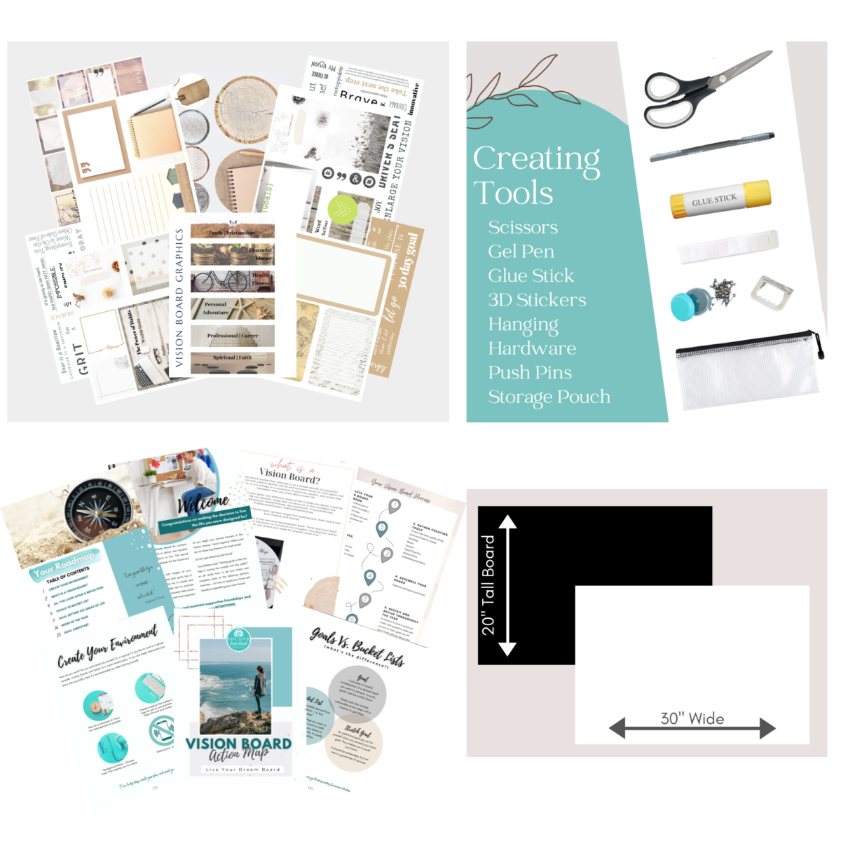 product photo of everything in a natural themed vision board kit