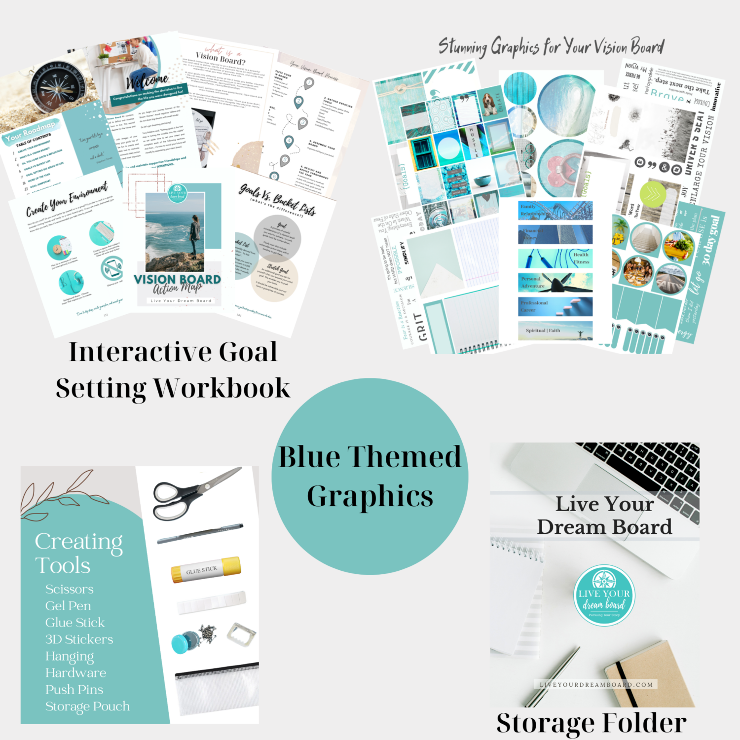 blue themed dream board kit