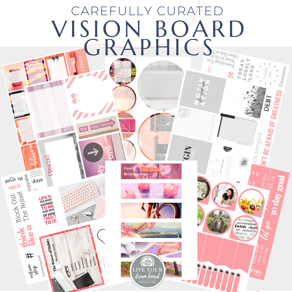 'Think Pink' Vision Board Kit with Instructions, Images, Board, Tools