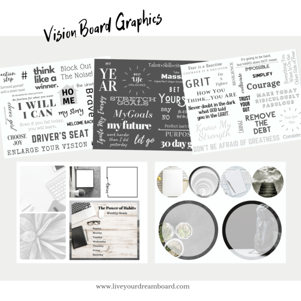 Sleek - Simple - Inspiring. Grey vision board kit.